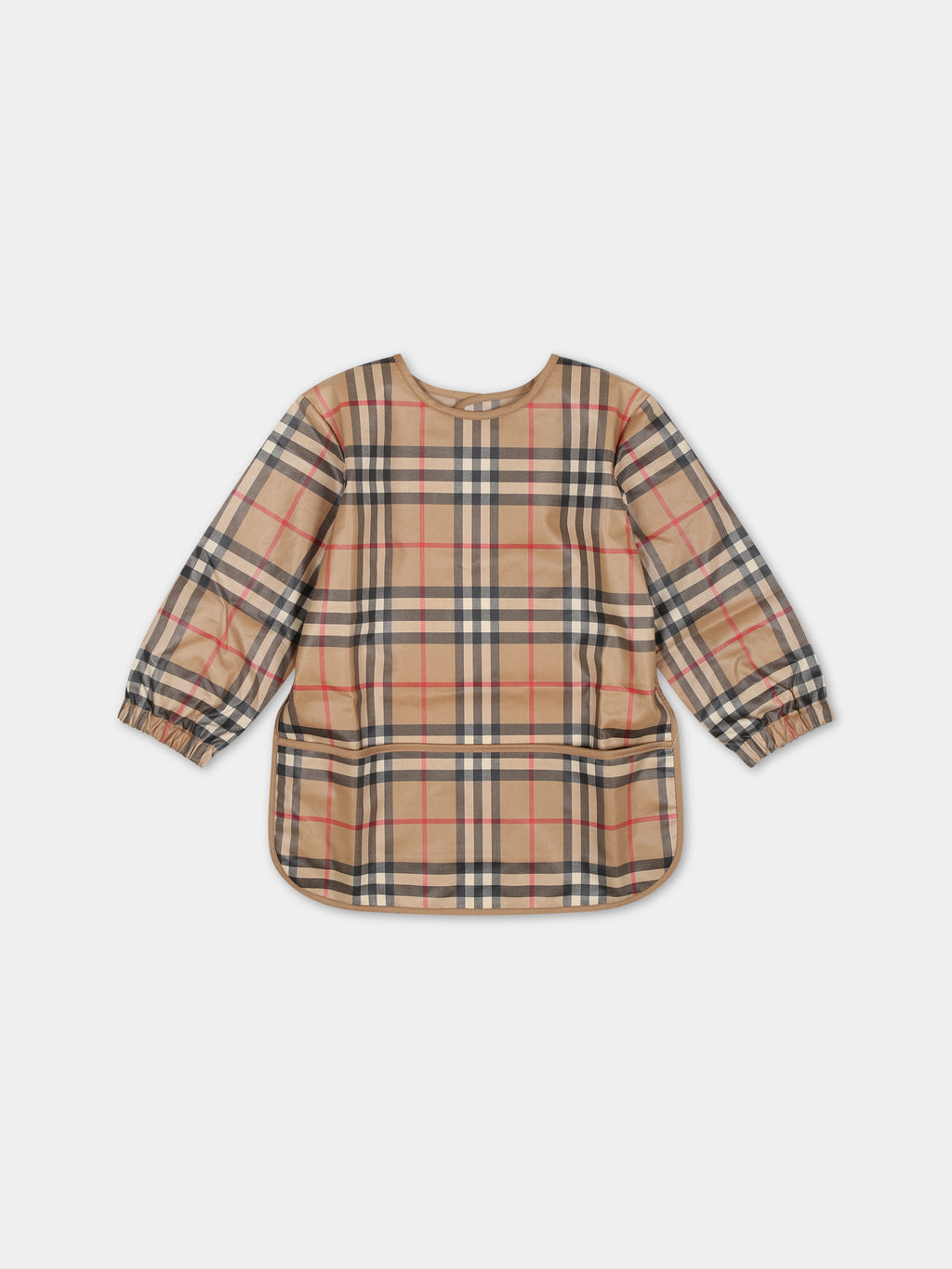 Bavoir beige pour bébé enfants avec check vintage